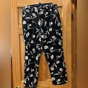 Chaps Black and White Patterned Pants size 12